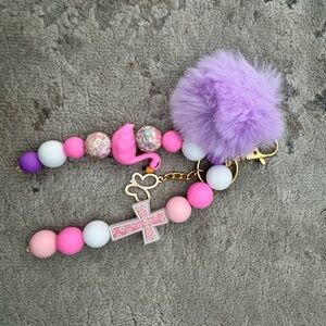 Pink and Purple Kids Charm Keychain